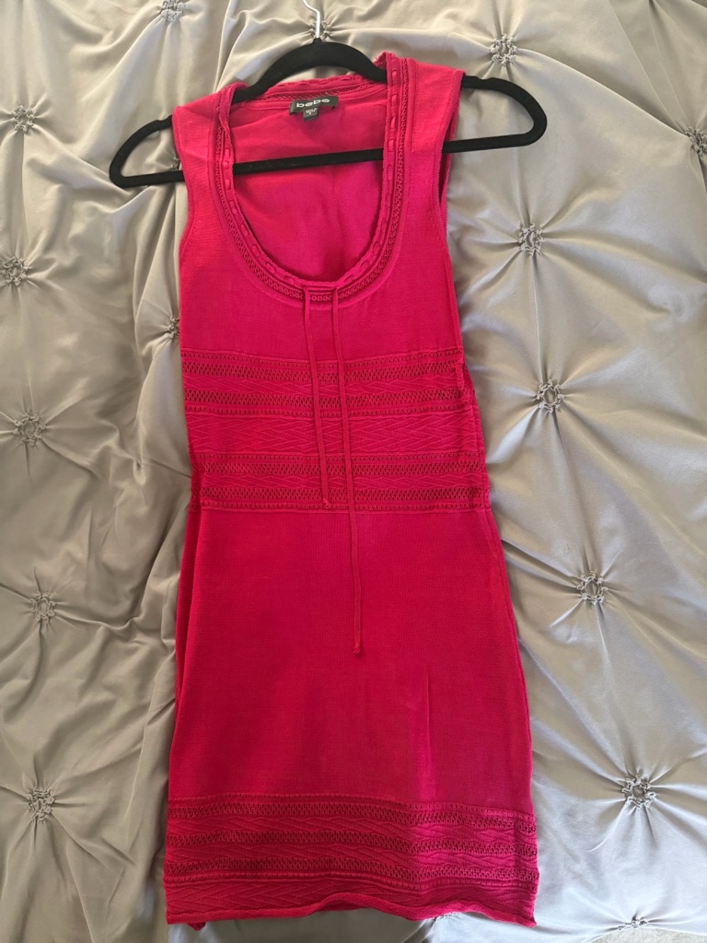 bebe Bright Pink Knit Sleeveless Tank Dress